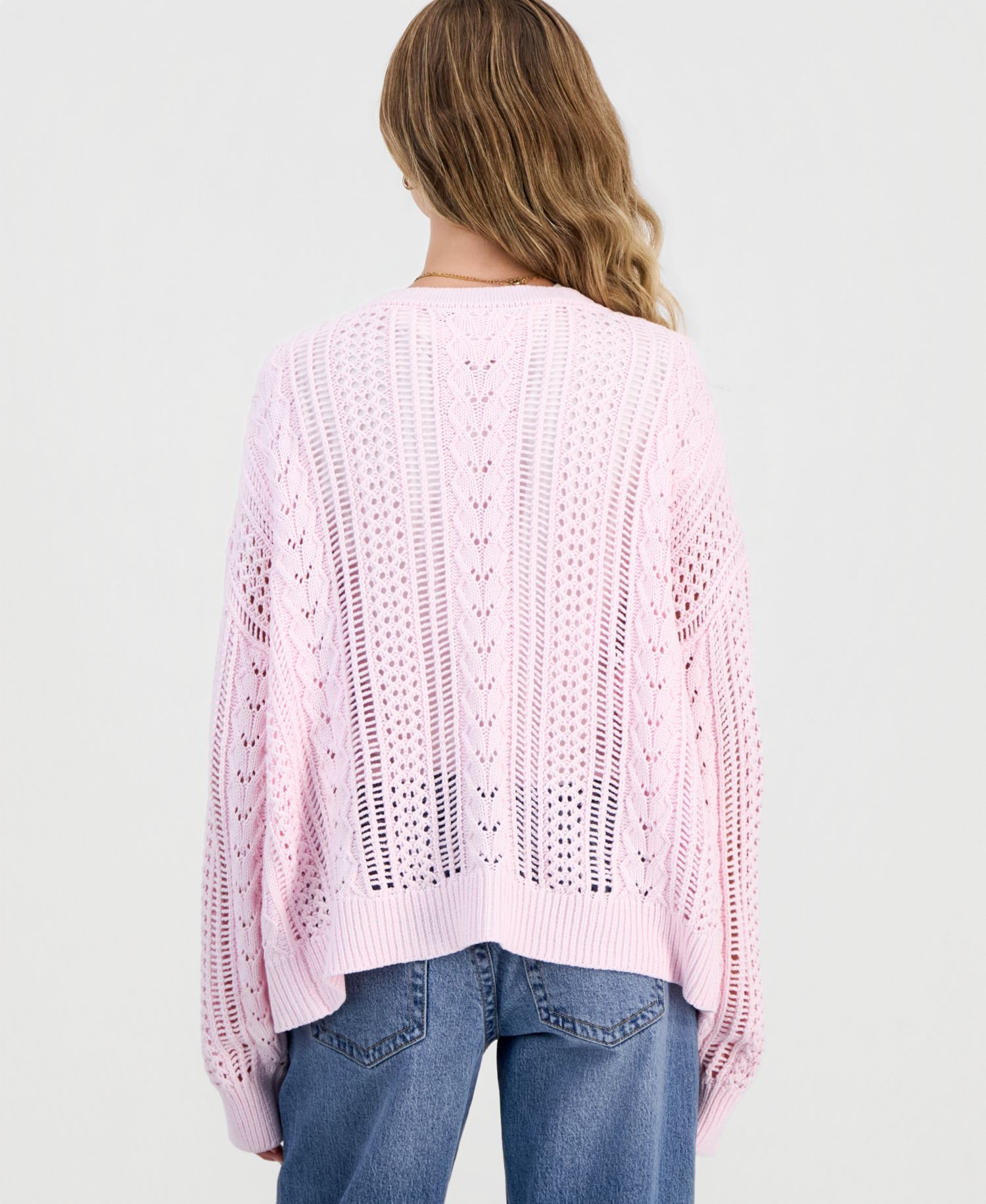 Juniors' Pointelle Open-Front Cardigan