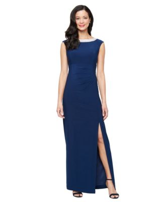 Petite Embellished Collar Jersey Formal Dress