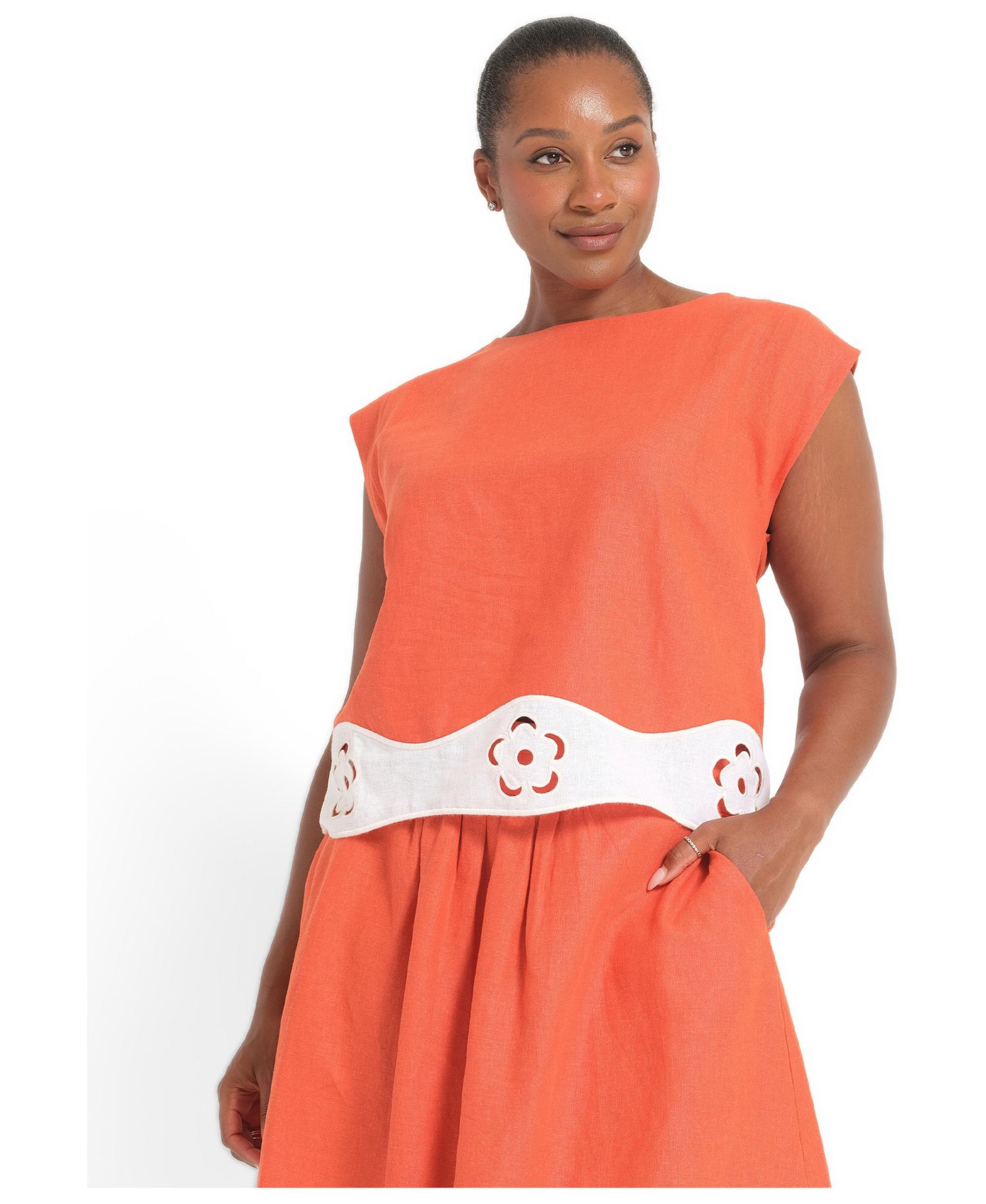 Women's Kaia Embroidered Linen Relaxed Top