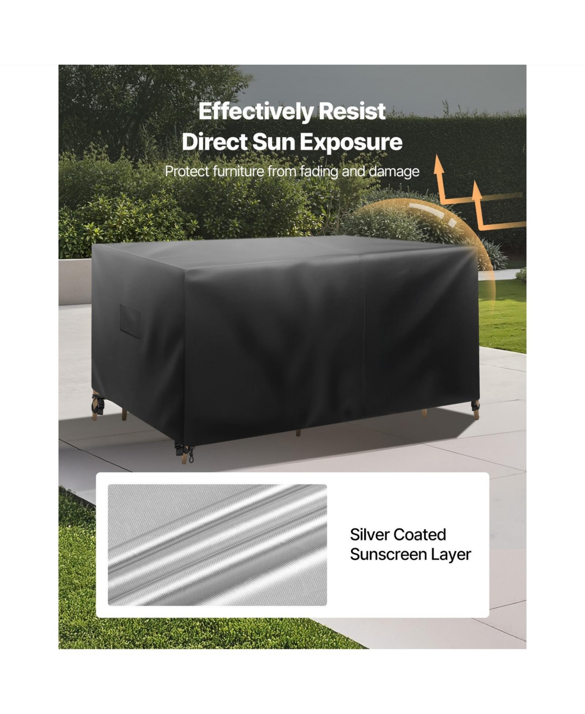 Cozito Patio Furniture Cover, 94 x 94 x 28 inches 420D Oxford Square Table Cover