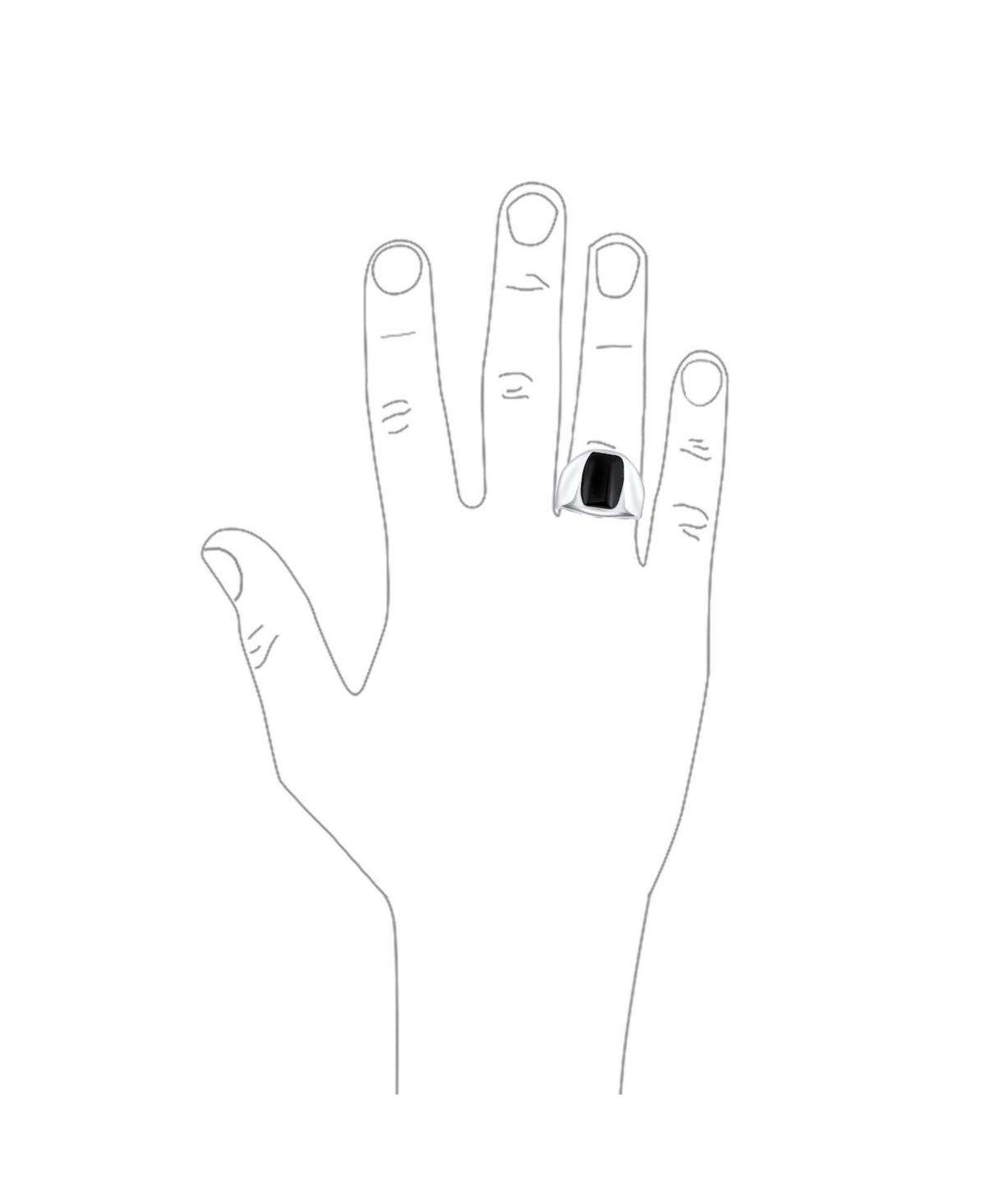 Bling Jewelry Classic Traditional Black Onyx Long Rectangle Signet Ring Sterling