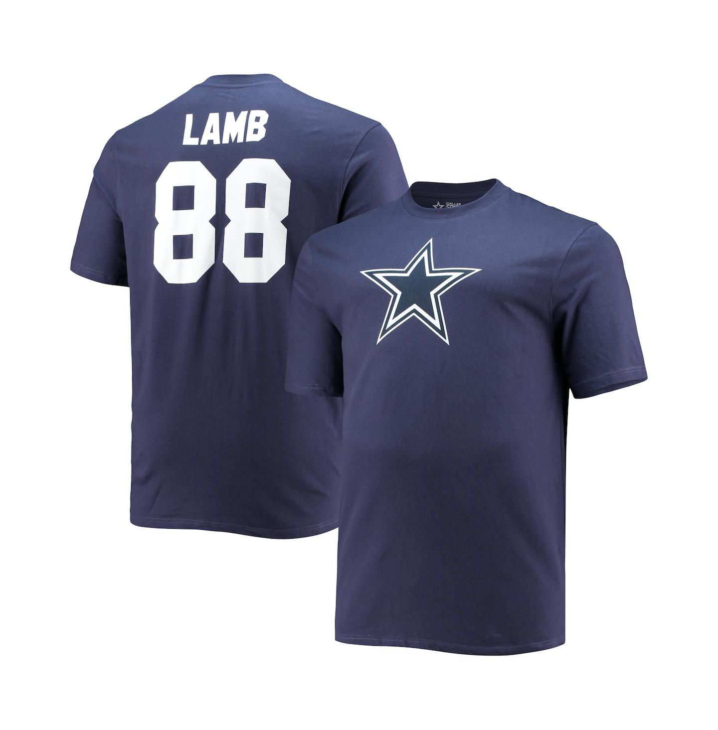 Мужская футболка Fanatics CeeDee Lamb Dallas Cowboys Big & Tall с номером игрока, Navy — фото 1
