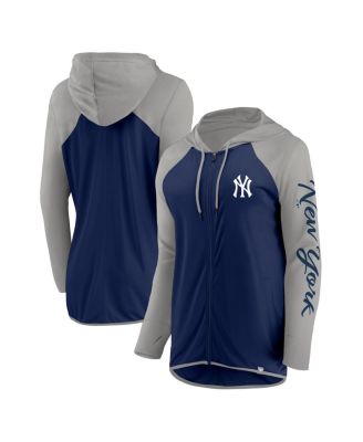 Women's Navy/Gray New York Yankees Script Sleeve Full-Zip Hoodie