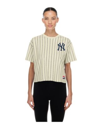 Women's Cream New York Yankees Throwback Boxy T-Shirt