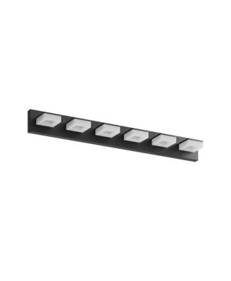 6 Light 39 Inch LED Modern Bathroom Vanity Light Acrylic Wall Lighting Fixture Over Mirror Cool White 6000K