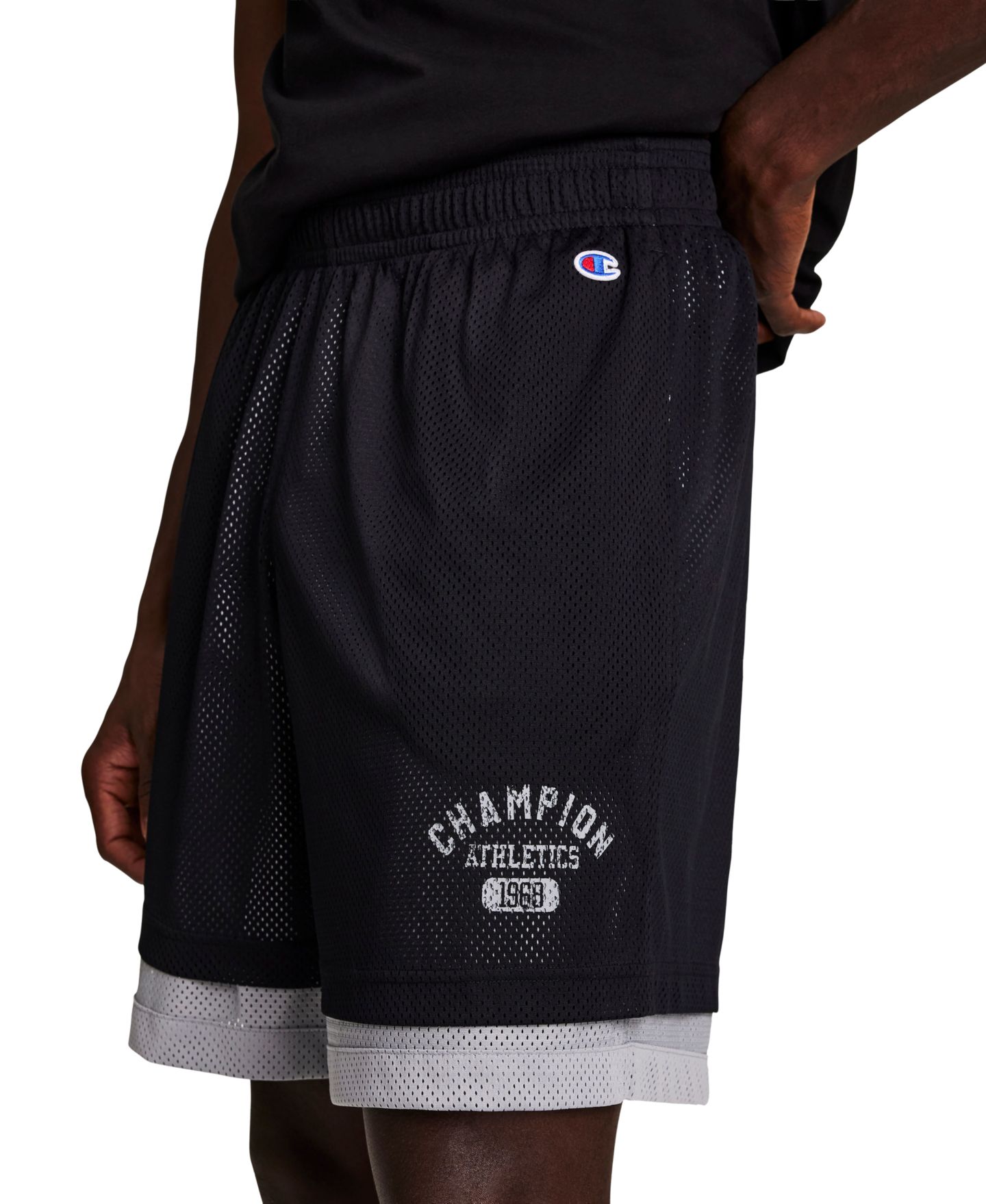 Мужские шорты Champion Double Layer Athletics Graphic, цвет: Чёрный / Серый — фото 3