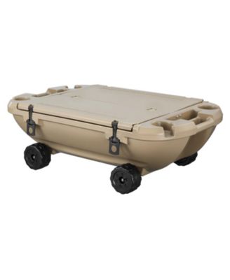 Floating Cooler 40 Qt Ice Chest with Dry Storage, Wheels and Tow Rope