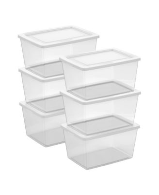 58 Quart Storage Boxes, Plastic Containers with Lid, Set of 6