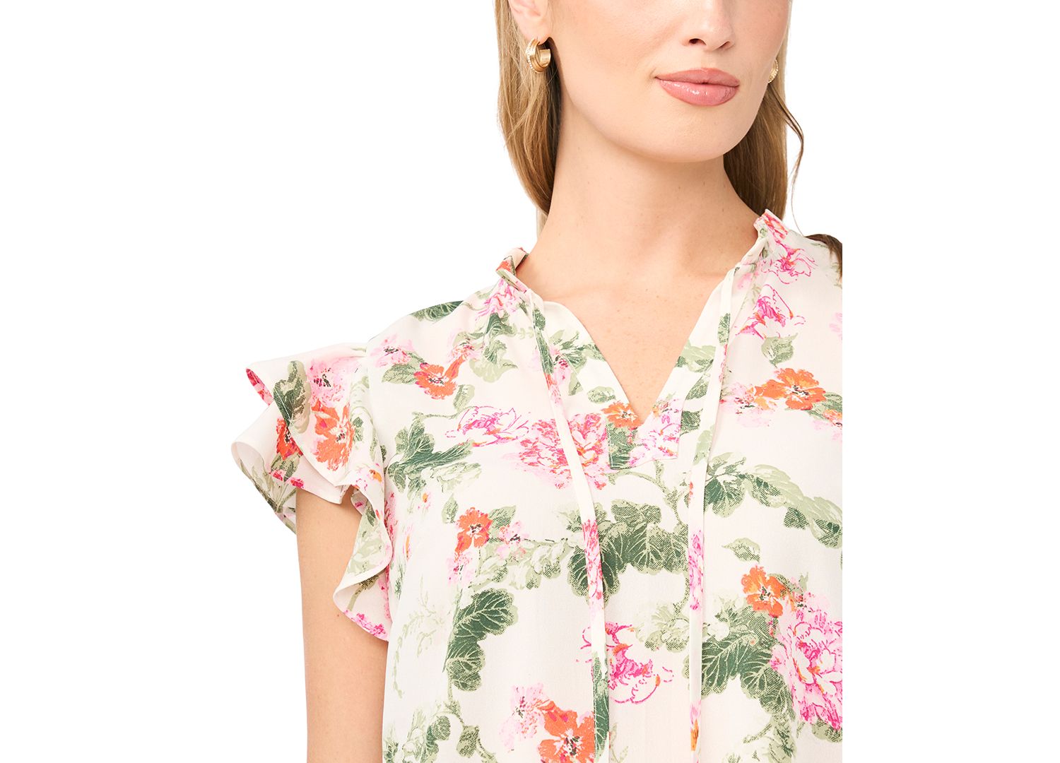 Women's V-Neck Ruffle-Sleeve Top