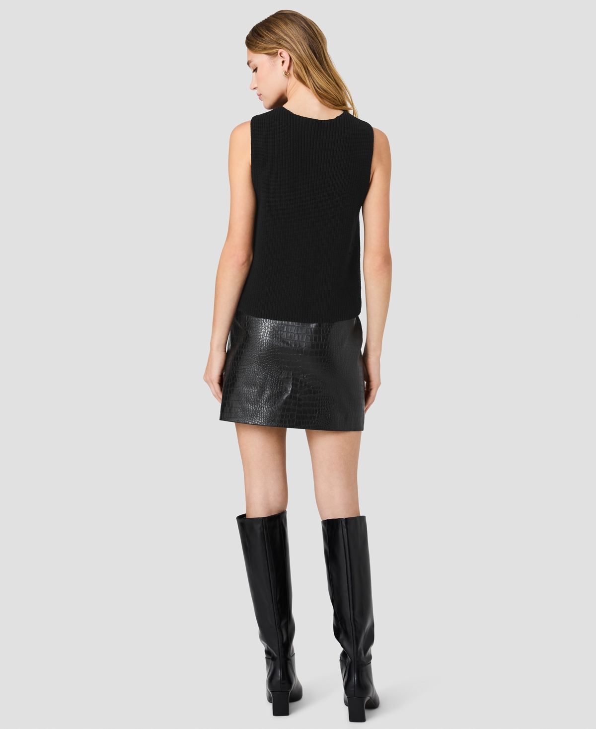 French Connection Women's Mozart V-Neck Sleeveless Rib Knit Vest