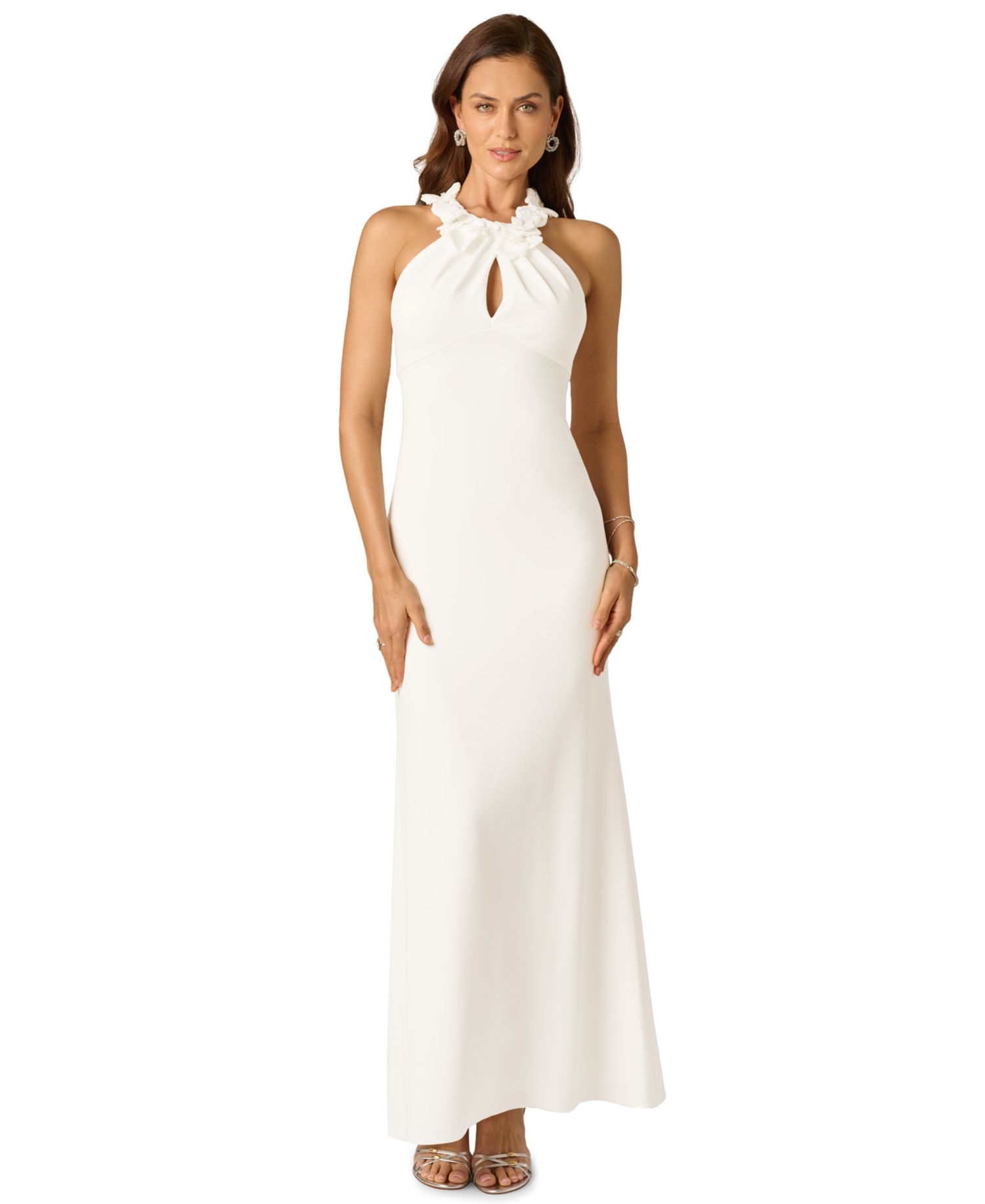Women's Rosette Halter Crepe Gown