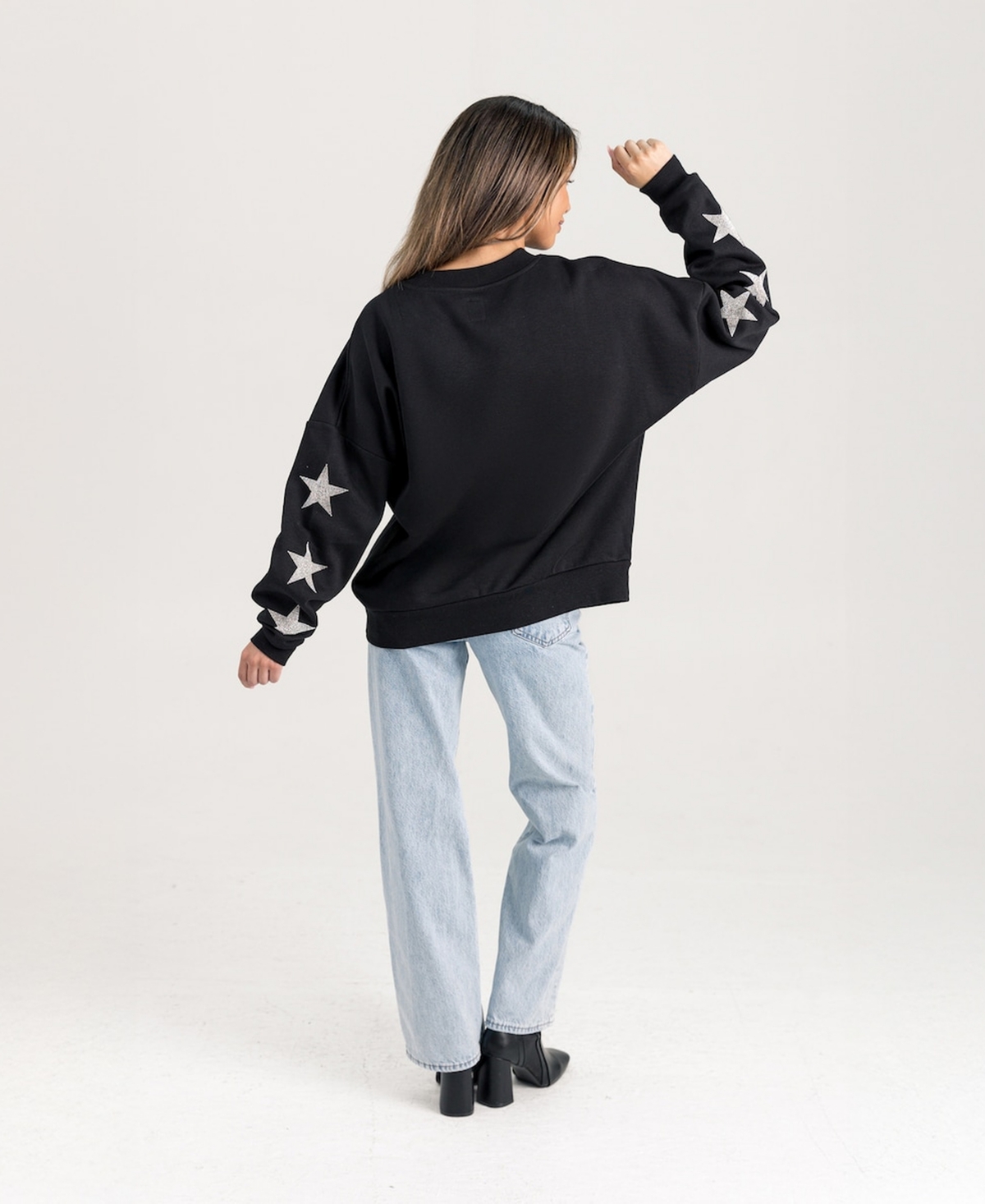 Gameday Couture Women's Black Indiana Hoosiers Pure Victory Relaxed Rhinestone Pullover Sweatshirt