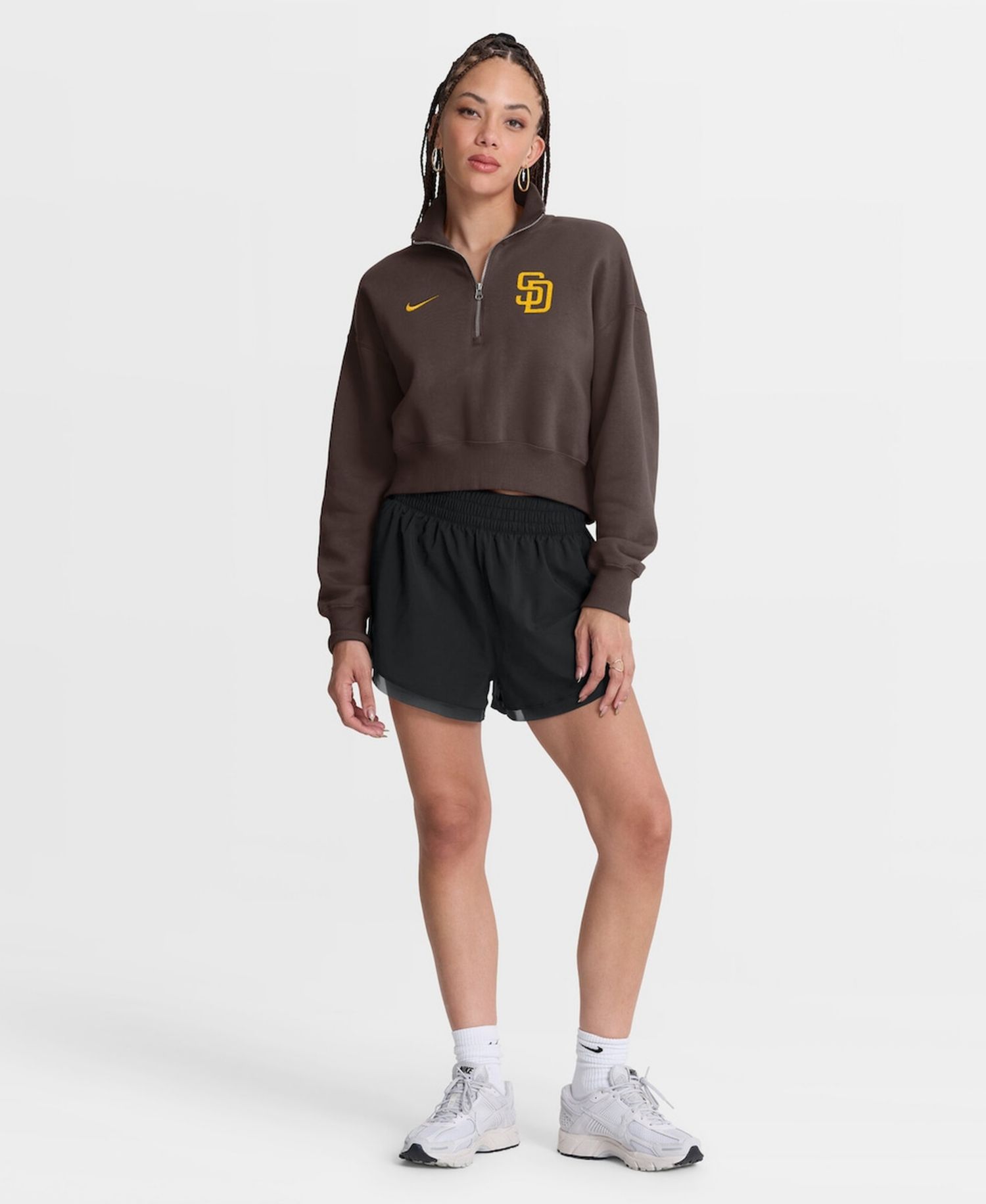 Women's Brown San Diego Padres Primetime Phoenix Fleece Half-Zip Sweatshirt