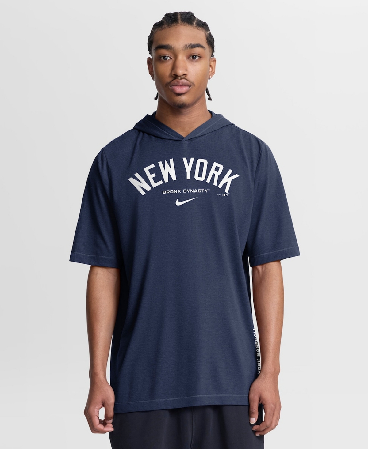 Nike Men's Navy New York Yankees Arched Wordmark Tri-Blend Hooded T-Shirt