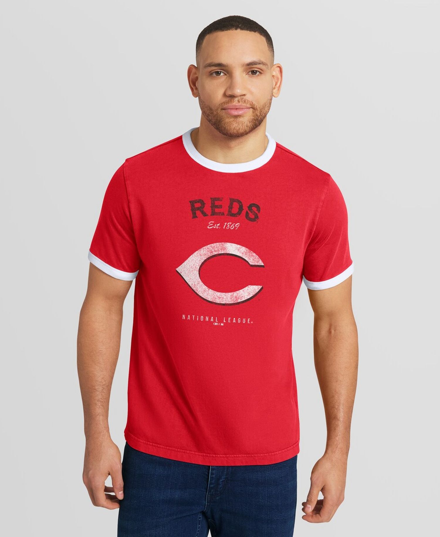Men's Red Cincinnati Reds Washed Ringer T-Shirt