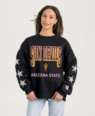 Women's Black Arizona State Sun Devils Pure Victory Relaxed Rhinestone Pullover Sweatshirt