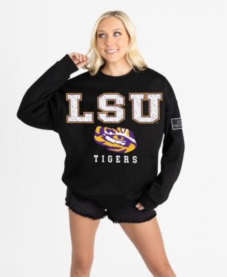 Women's Black LSU Tigers Oversized Level Up Black Label Premium Sweatshirt