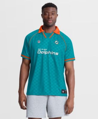 Men's Aqua/Orange Miami Dolphins Homerun Raglan V-Neck Polo Shirt