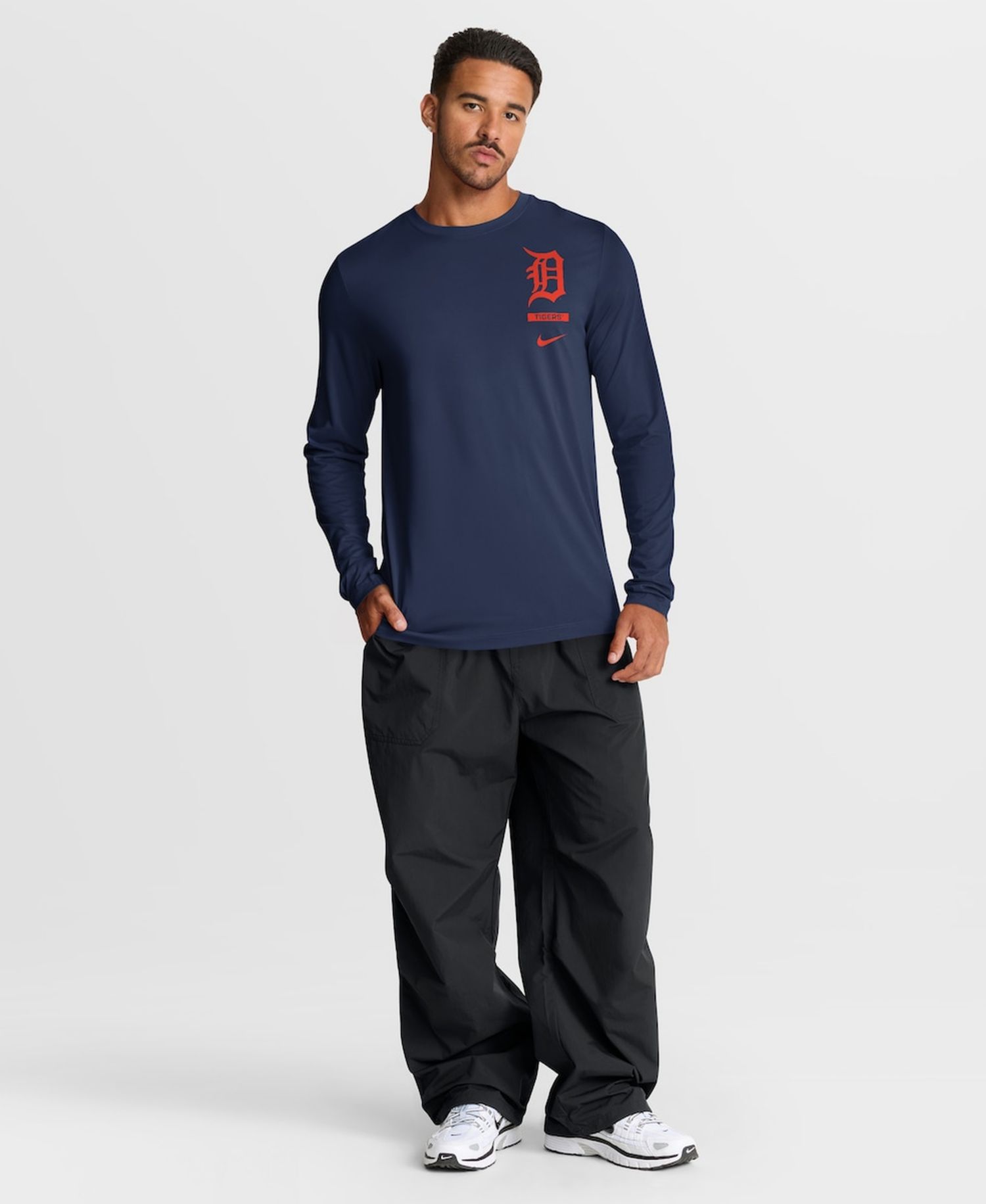 Men's Navy Detroit Tigers 2-Hit Legend Dri-FIT Long Sleeve T-Shirt