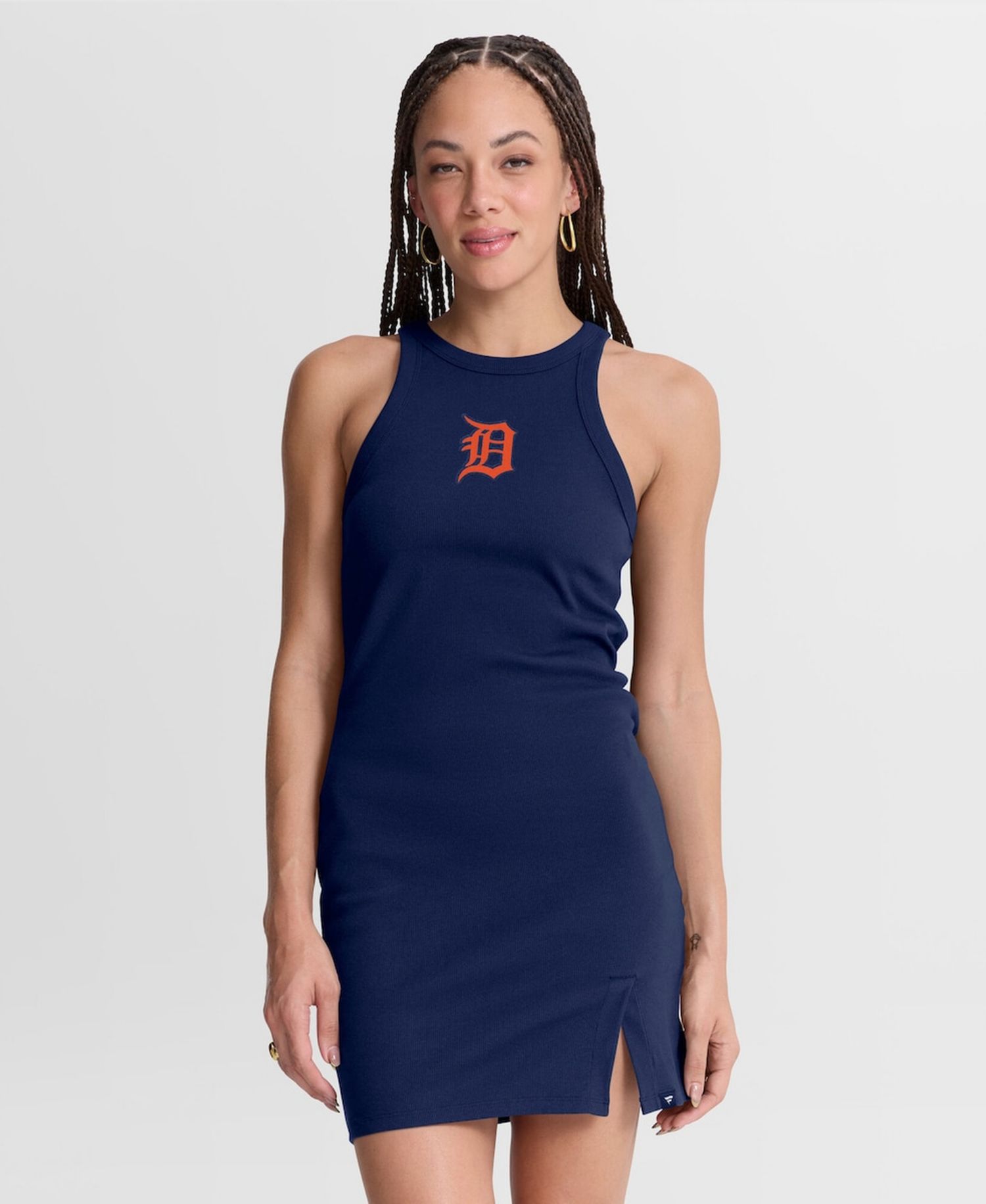 Women's Navy Detroit Tigers Tri-Blend Ribbed Sleeveless Dress