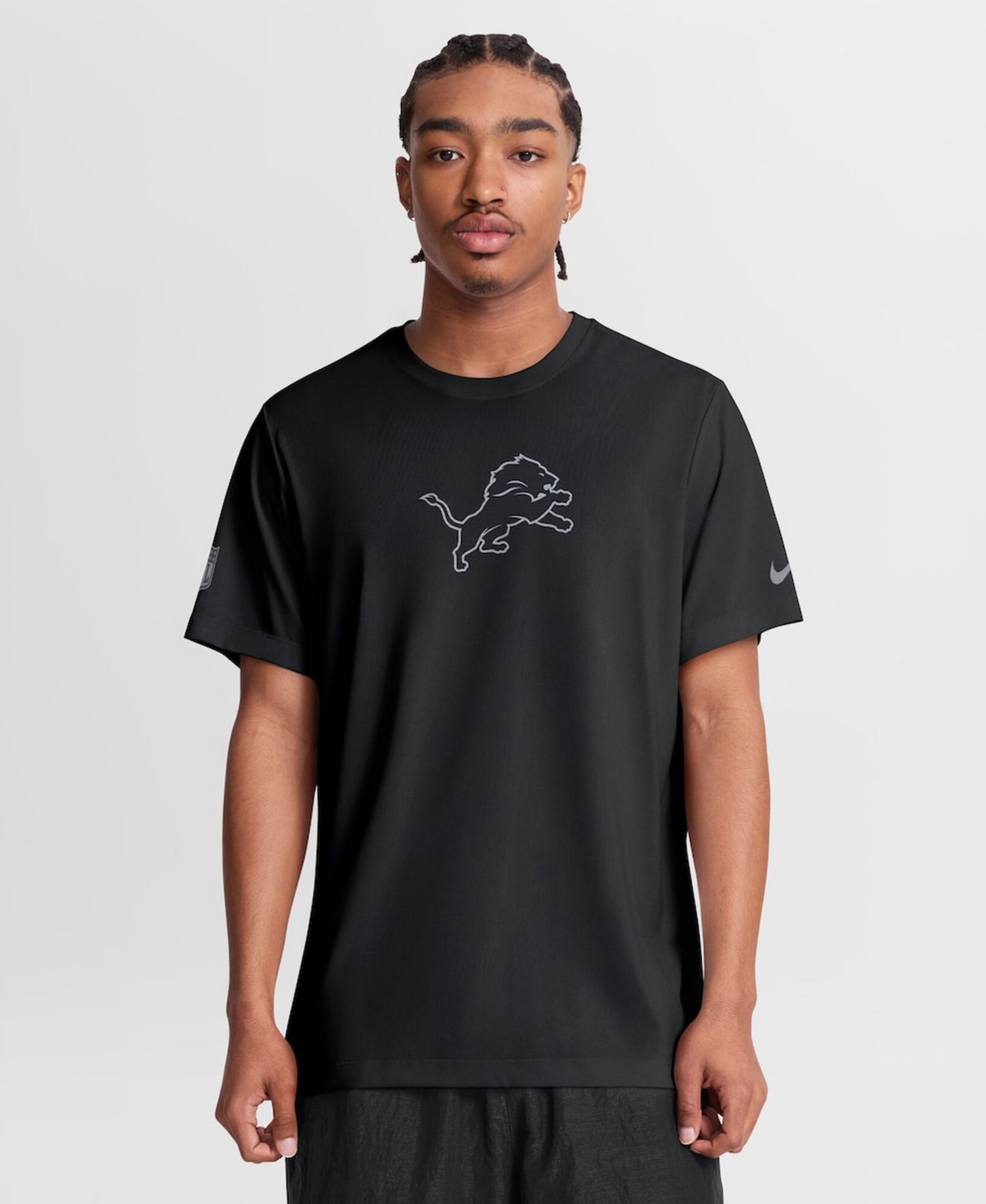 Men's Black Detroit Lions Sideline Lead The Charge Legend Dri-FIT T-Shirt