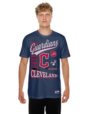 Men's Navy Cleveland Guardians Oversized Throwback Distressed T-Shirt