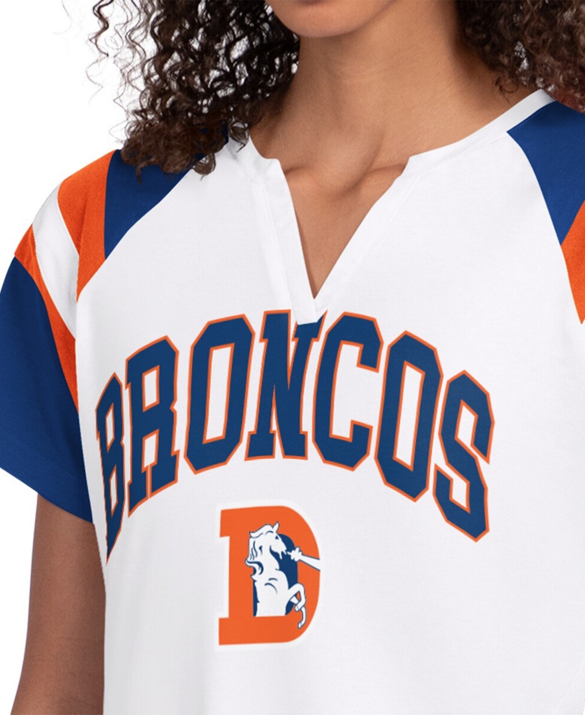 Starter Women's White Denver Broncos Game On Notch Neck T-Shirt