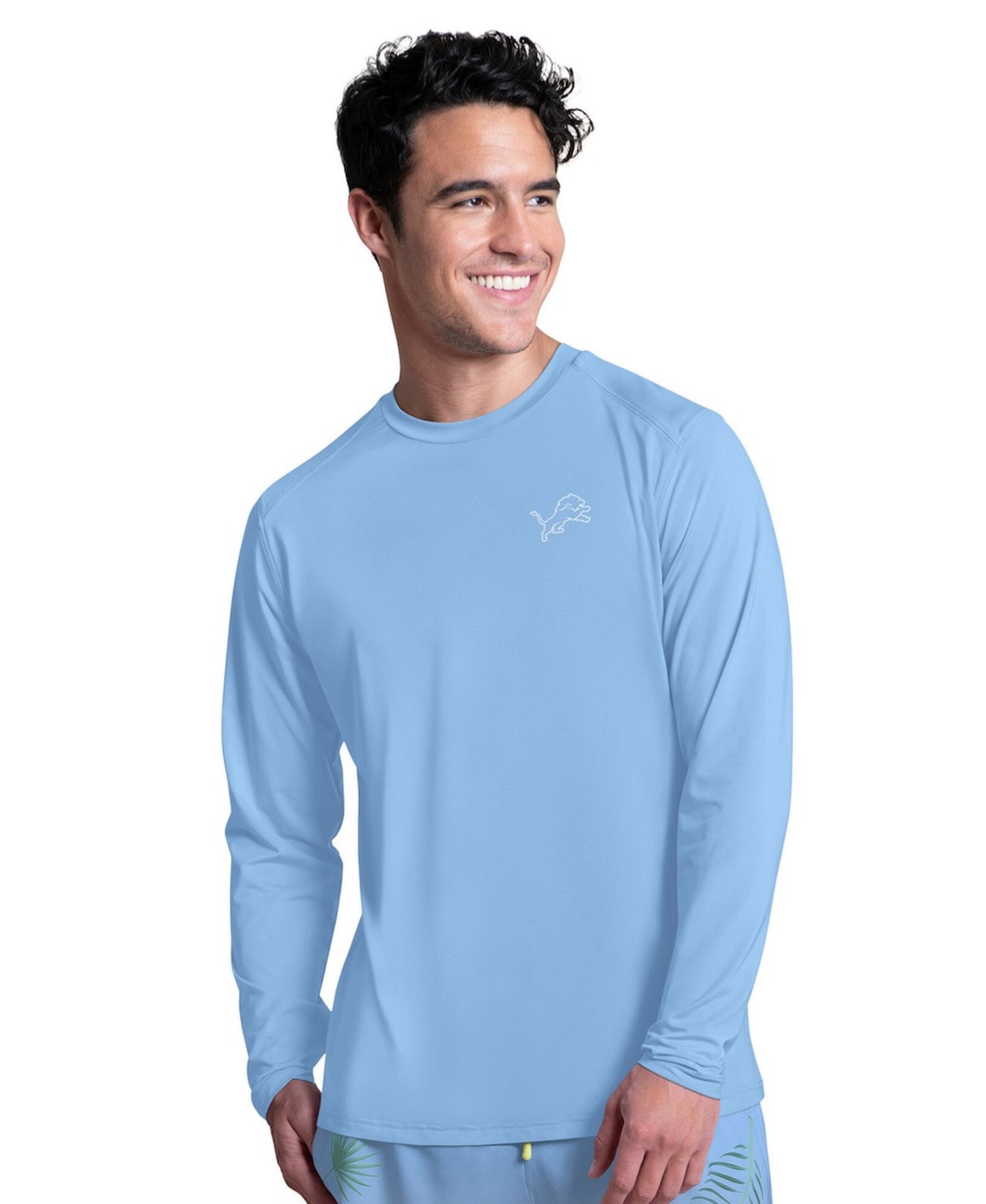 Men's Light Blue Detroit Lions Life's A Beach Long Sleeve Rashguard