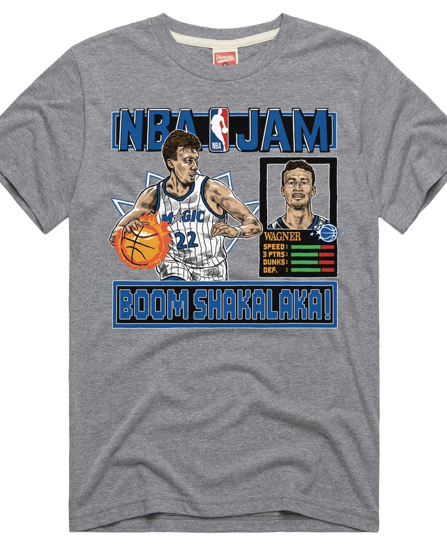Футболка Homage Franz Wagner Gray Orlando Magic NBA Jam Tri-Blend — фото 1