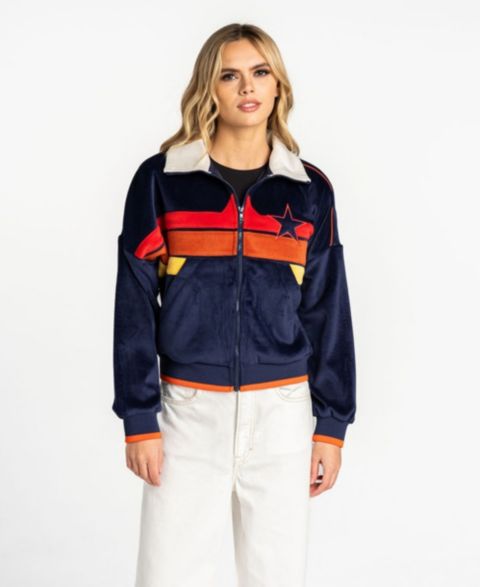 Женские куртки The Wild Collective Women's Blue Houston Astros Velvet Cord Full-Zip Jacket