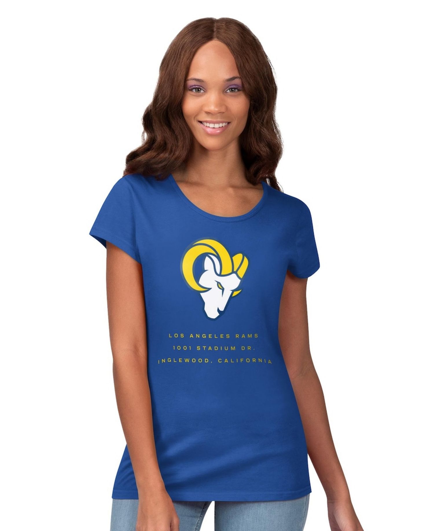 Women's Royal Los Angeles Rams Endzone T-Shirt
