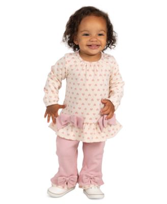 Baby Girls' Heart Double Knit Top and Rib Legging, 2-Piece Set