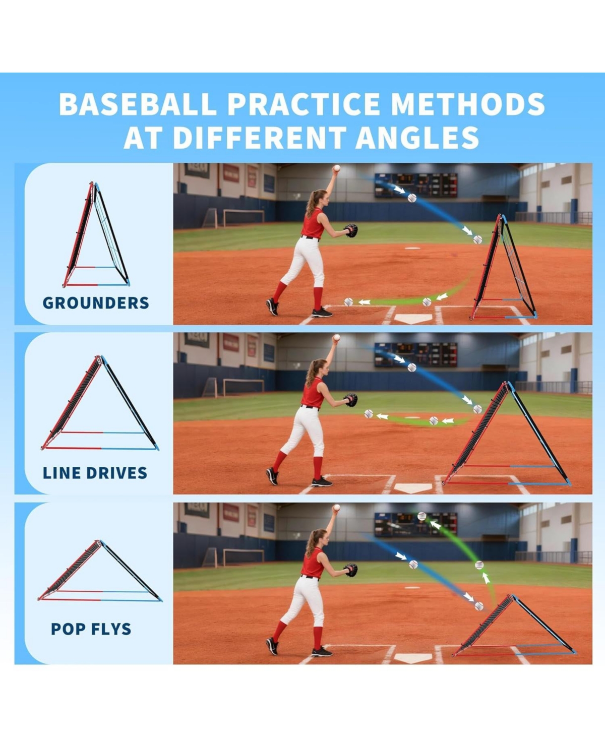 Xo 4x4 Ft Baseball Pitching Net, 2-in-1 Rebounder with Strike Zone, Portable Training Net for Baseball Softball Practice
