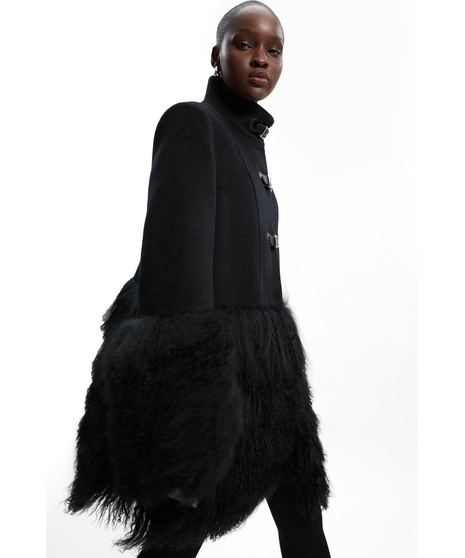 Women's Brushed Wool Buckle Detail Short Coat