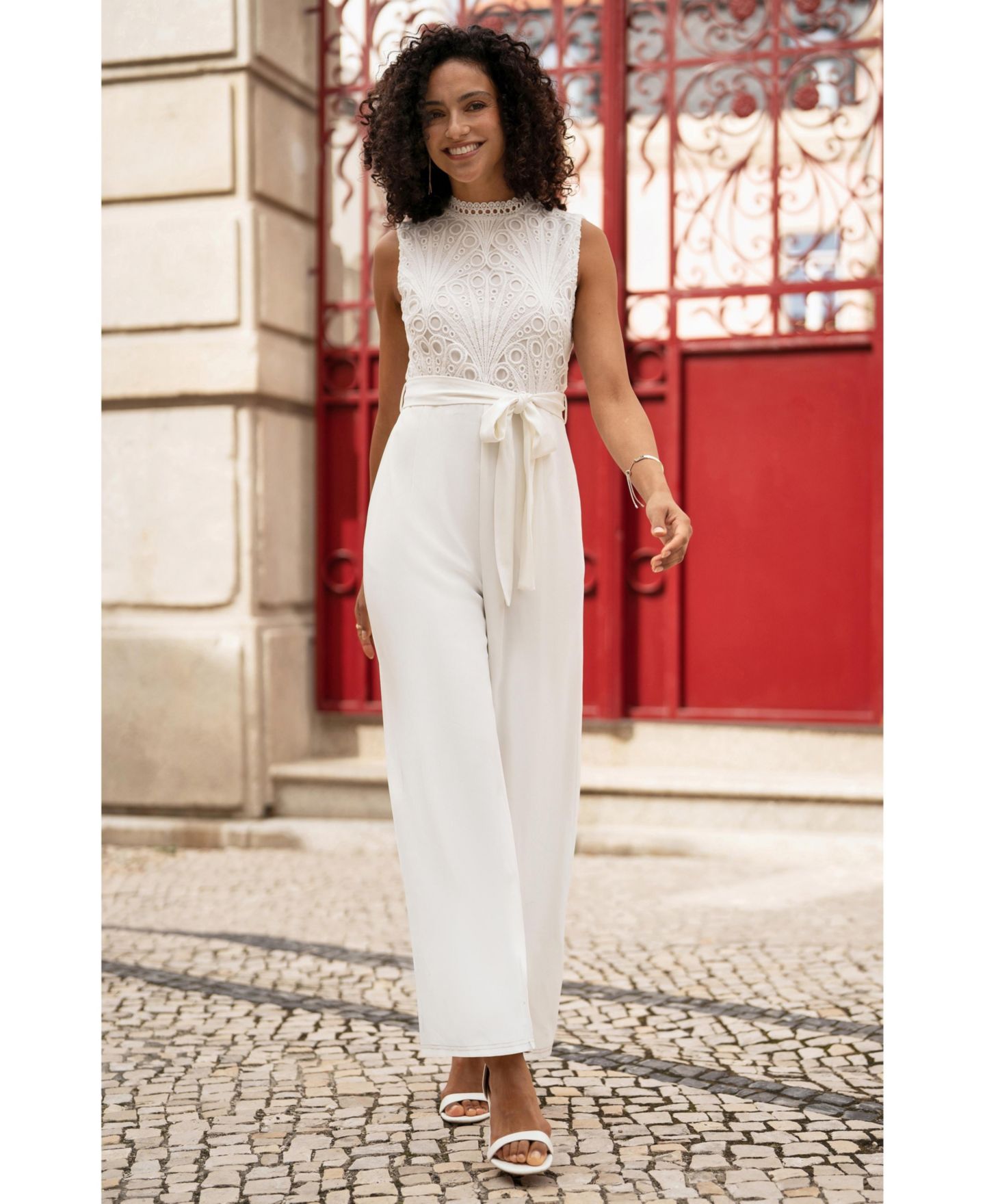 Женский комбинезон Yumi Lace Sleeveless, цвет: Слоновая кость — фото 3