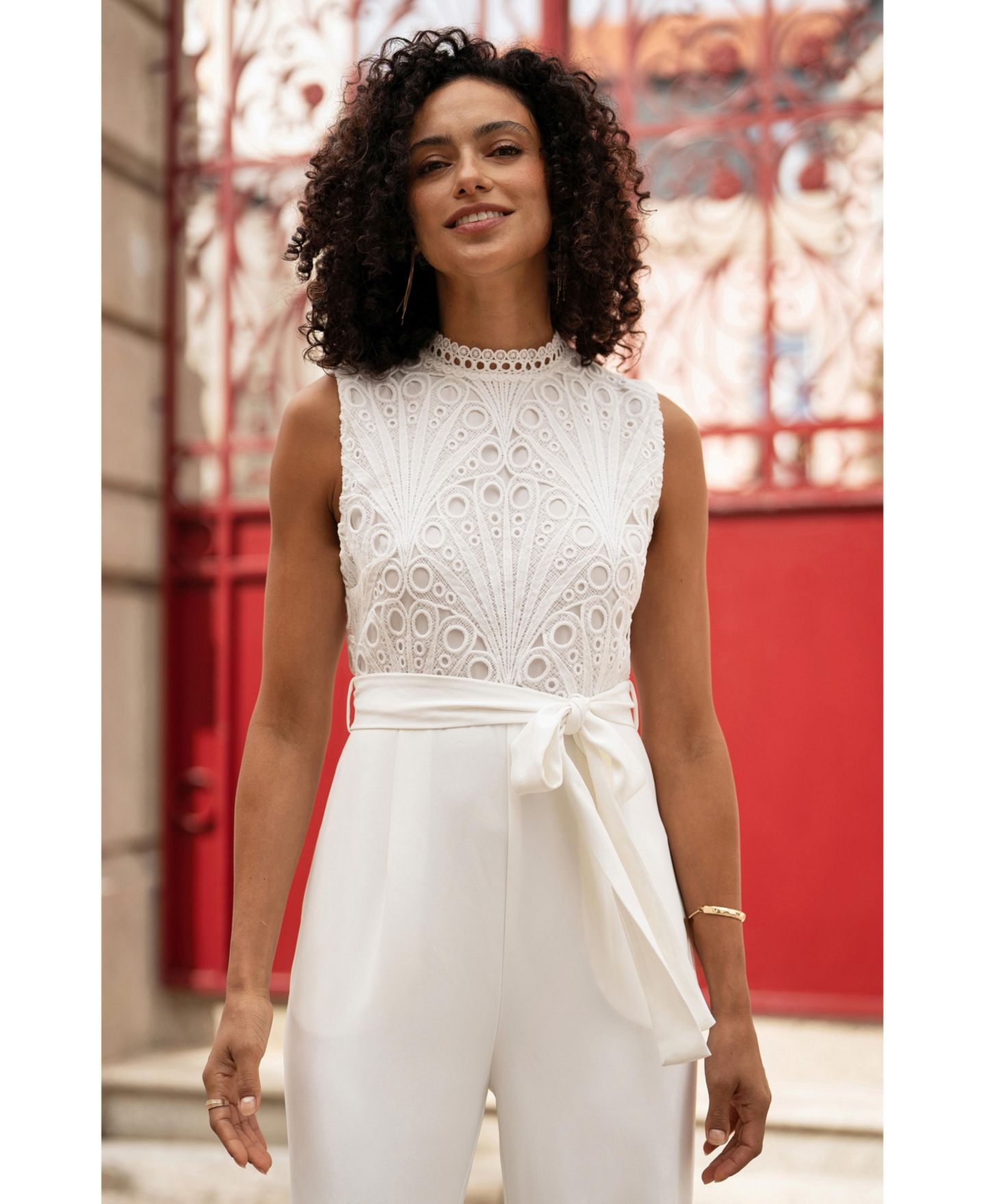 Женский комбинезон Yumi Lace Sleeveless, цвет: Слоновая кость — фото 4