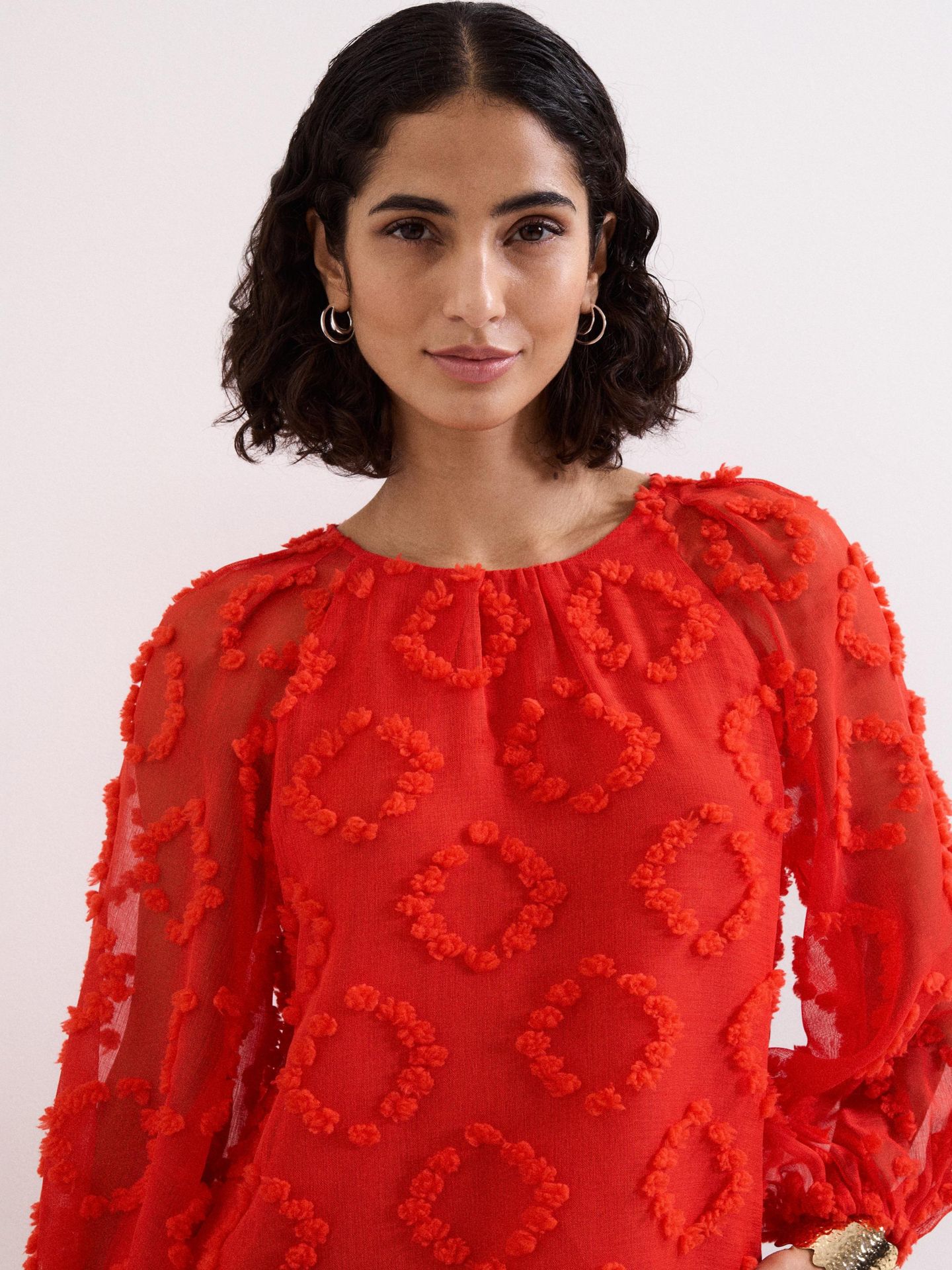Женская блузка Phase Eight Shayla Textured, цвет: Красный — фото 4