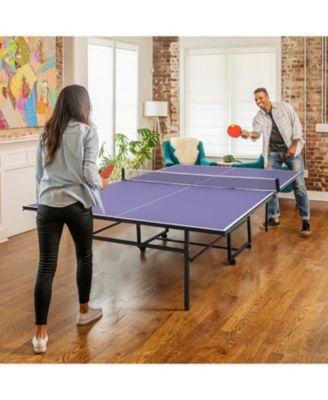 Portable 9FT/8FT Table Tennis Table, Foldable Ping Pong Table with Net, Paddles and Balls, Quick Assembly Indoor Outdoor Game Set