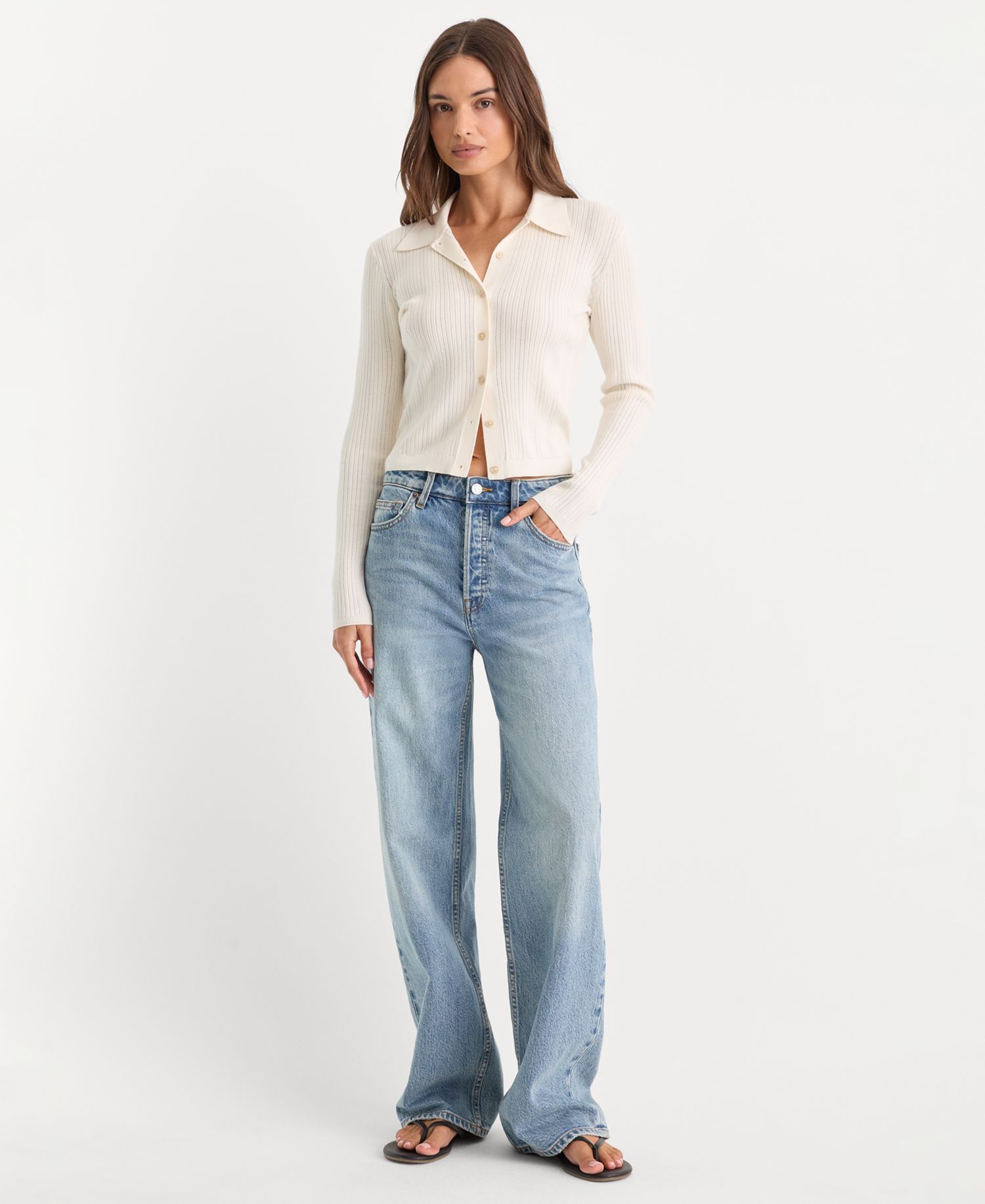Women's Long-Sleeve Collared Cardigan