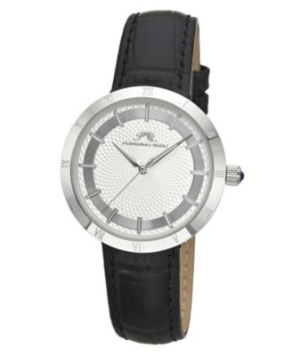 Porsamo Bleu Women's Monroe Genuine Leather Silver Tone and Watch 1491AMOL - Black and silver tone