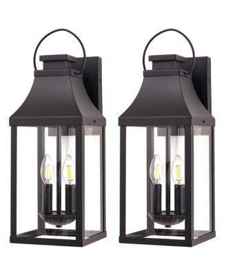 Outdoor Wall Light 2 Pack Porch Light Wall Sconce Lantern 2 Light Modern Exterior Lighting Fixture Wall Mount for House Garage