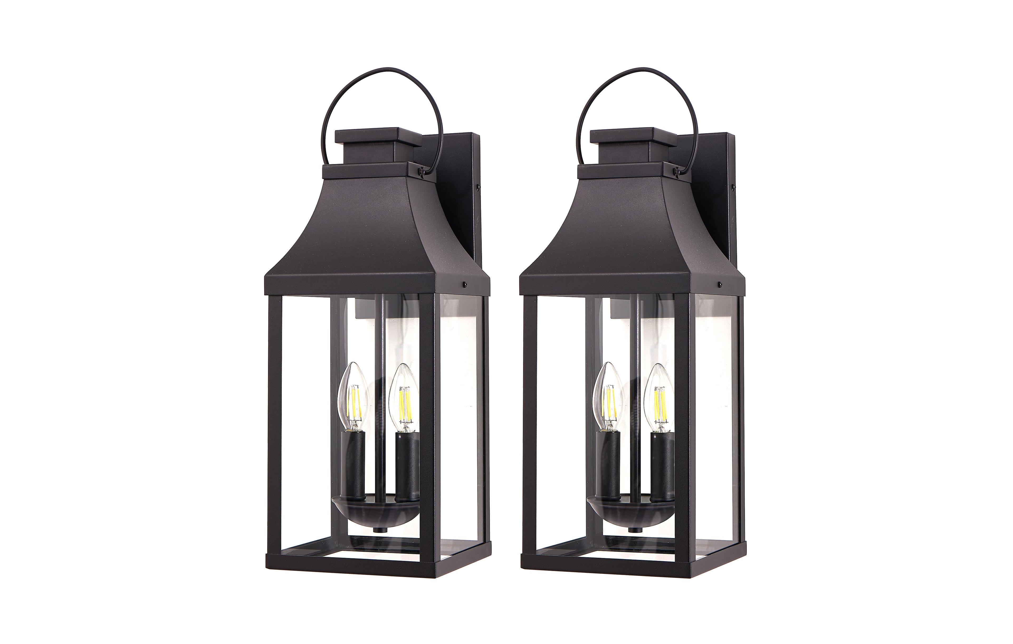 Busdays Outdoor Wall Light 2 Pack Porch Light Wall Sconce Lantern 2 Light Modern Exterior Lighting Fixture Wall Mount for House Garage