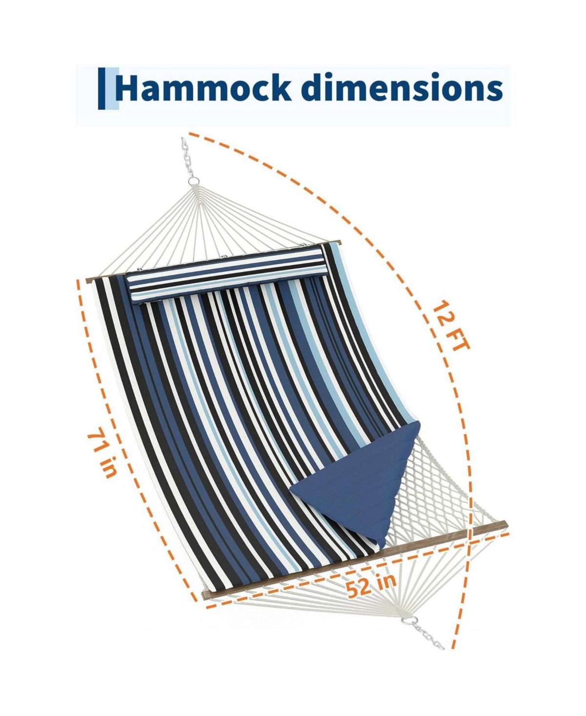 gaomon 2 in 1 Outdoor Hammock with Cotton Rope and Polyester Pad for Patio, Backyard, Garden, Beach