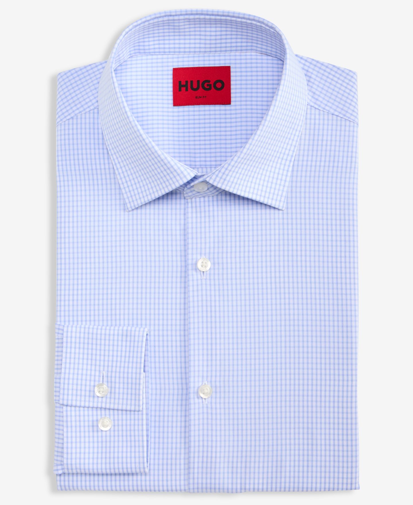 Мужская рубашка Hugo Boss Kenno Slim-Fit Dress Shirt, цвет: Пастельный синий — фото 4