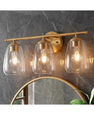 3-Light Gold Bathroom Light Fixtures, Modern Wall Lights with Clear Glass Shades, Bathroom Vanity Gold Wall Sconce Lamp