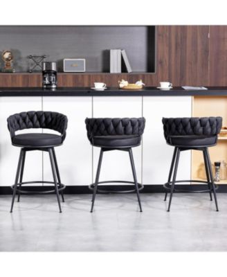 24" Bar Stools Set of 3, 360degree(s) Swivel Modern Counter Height Bar Stools