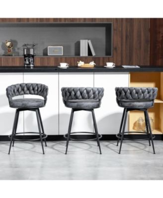 24" Bar Stools Set of 3, 360degree(s) Swivel Modern Counter Height Bar Stools
