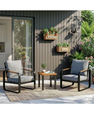 3-Piece Outdoor Patio Furniture Set with 2 Armchairs and 1 Side Table,Metal Frame with 6'' Thick Cuushions, Outdoor Conversation Set Brand