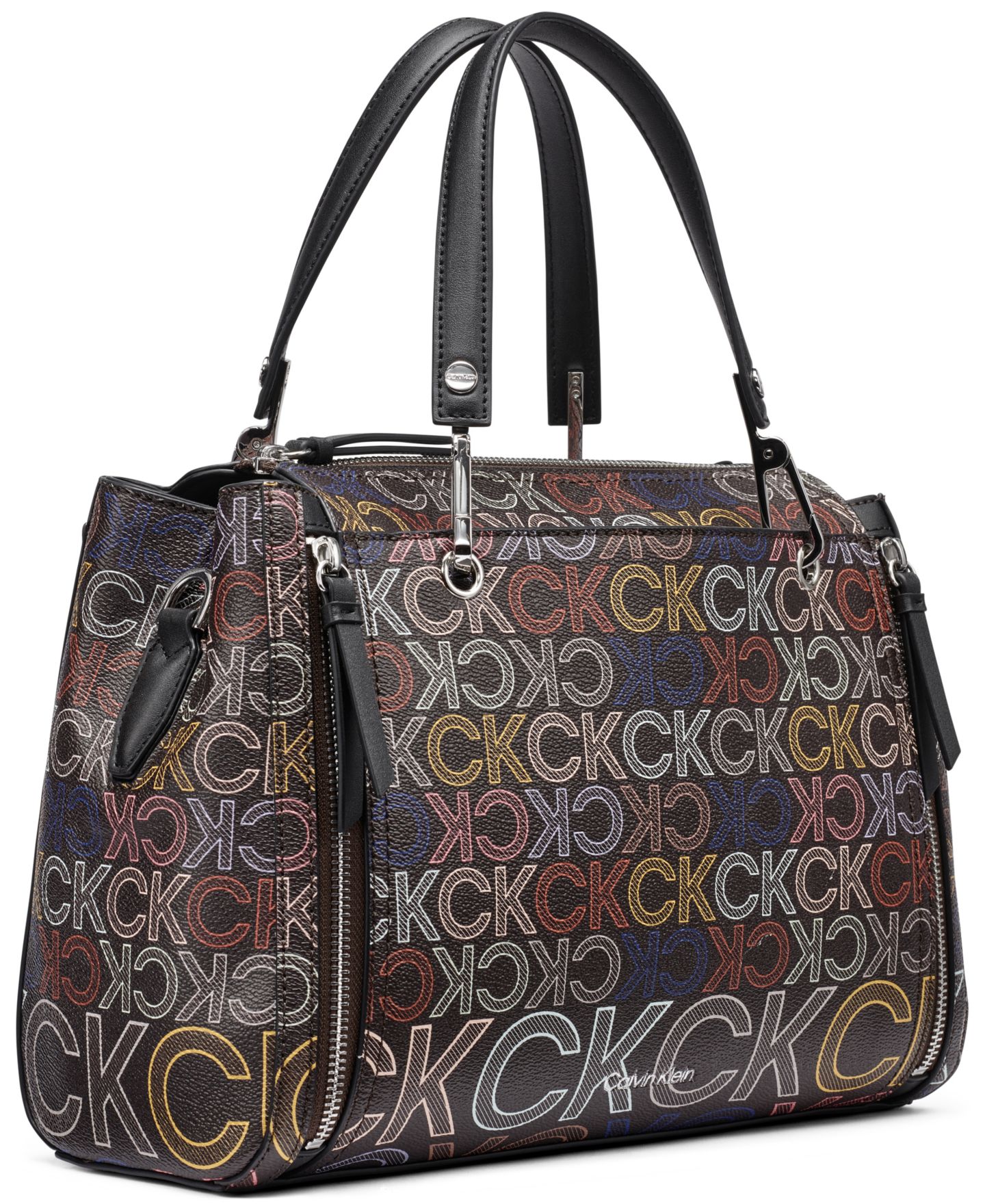 Женская сумка Calvin Klein Garnet Zipper Medium Satchel Handbag, цвет: Коричневый разноцветный — фото 3