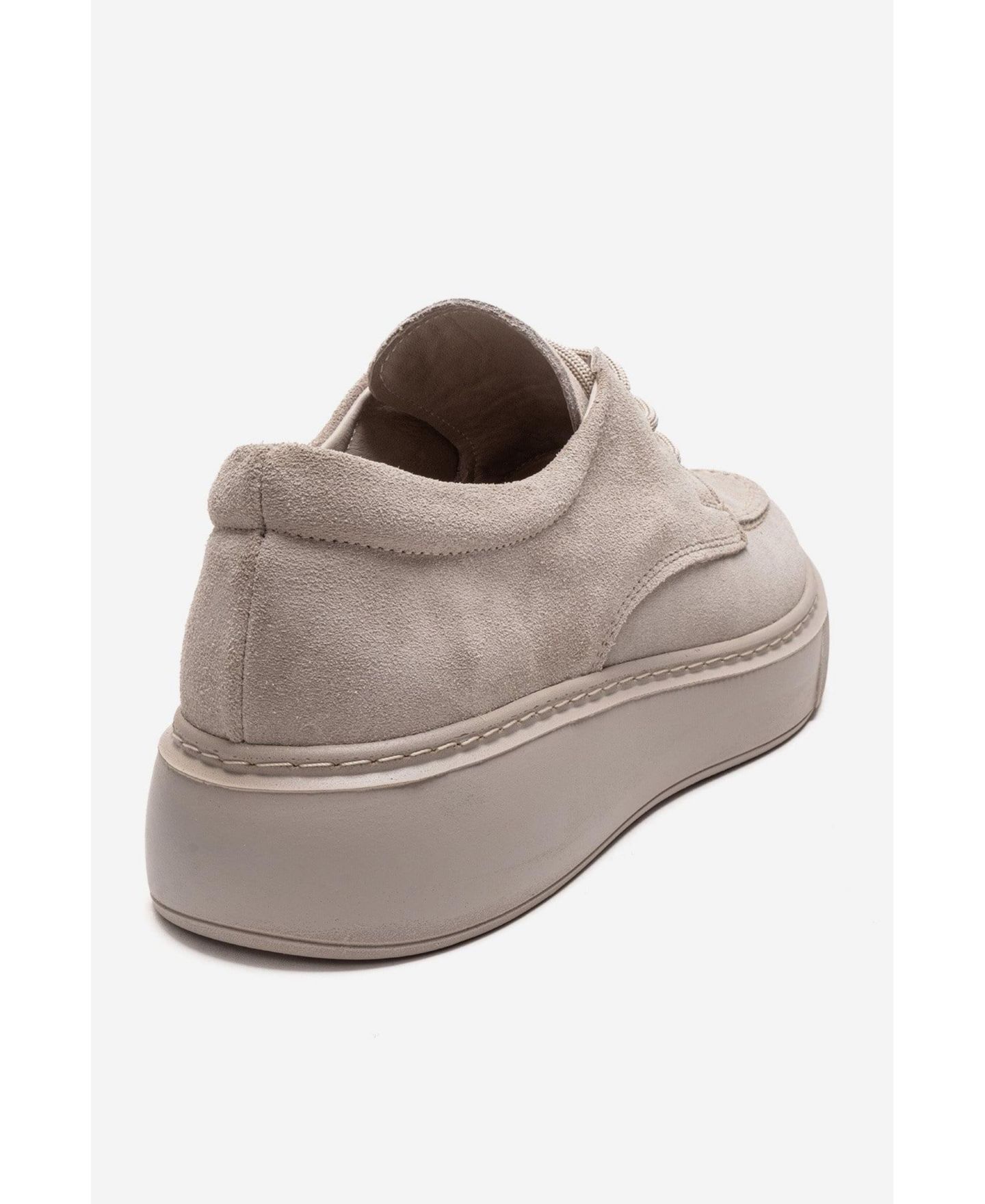 Женские кожаные кроссовки Forever & Always Shoes Mareon на шнуровке, цвет: Бежевый замшевый — фото 6